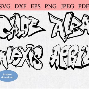 クロエ・アレクシス・エイプリル・アルバ / グラフィティネーム / SVG DXF EPS / 女性の名前バンドル / グラフィティネームタグバンドル / 女性の名前 / 女の子の名前