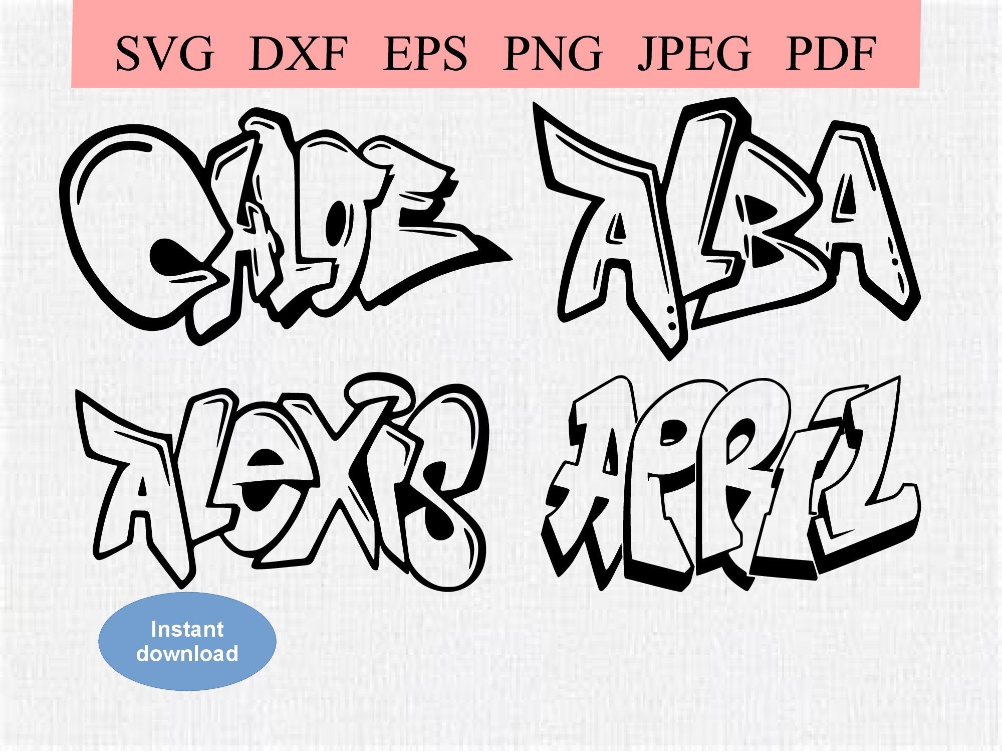 Chloe Alexis April Alba / Graffiti Names / SVG DXF EPS / Women's Names