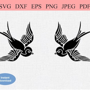 Sparrow Swallow Bird / SVG DXF EPS / Dos gorriones volando / Dos golondrinas / Pinzones voladores / Chickadee Birds / Martin Bird / Birdwatching Fan