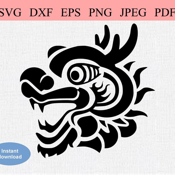 Chinese Dragon Head / SVG DXF EPS / Abstract Chinese New Year Dragon Face / Asian Japanese Lunar New Year Dragon / Infinity Eternity Symbol