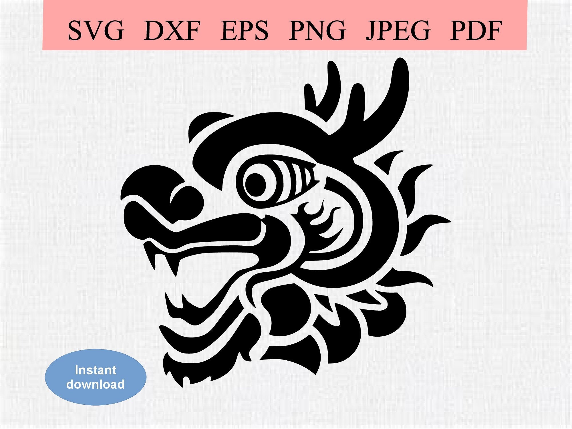Chinese Dragon Head / SVG DXF EPS / Abstract Chinese New