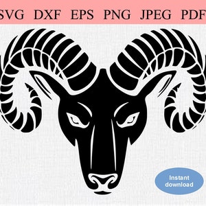 Testa di ariete geometrica / SVG DXF EPS / Cool Astratto Ariete Design / Ornato Stencil Maschio Sheep Art / Oroscopo Astrologico Segno / Mistico Ariete