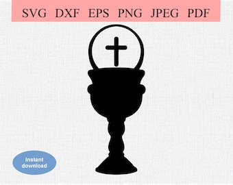 Catholic Eucharist / SVG DXF EPS / Christian Symbols Depicting the Eucharist /  Bread and Wine Chalice / Catholic Mass / Religious Liturgy