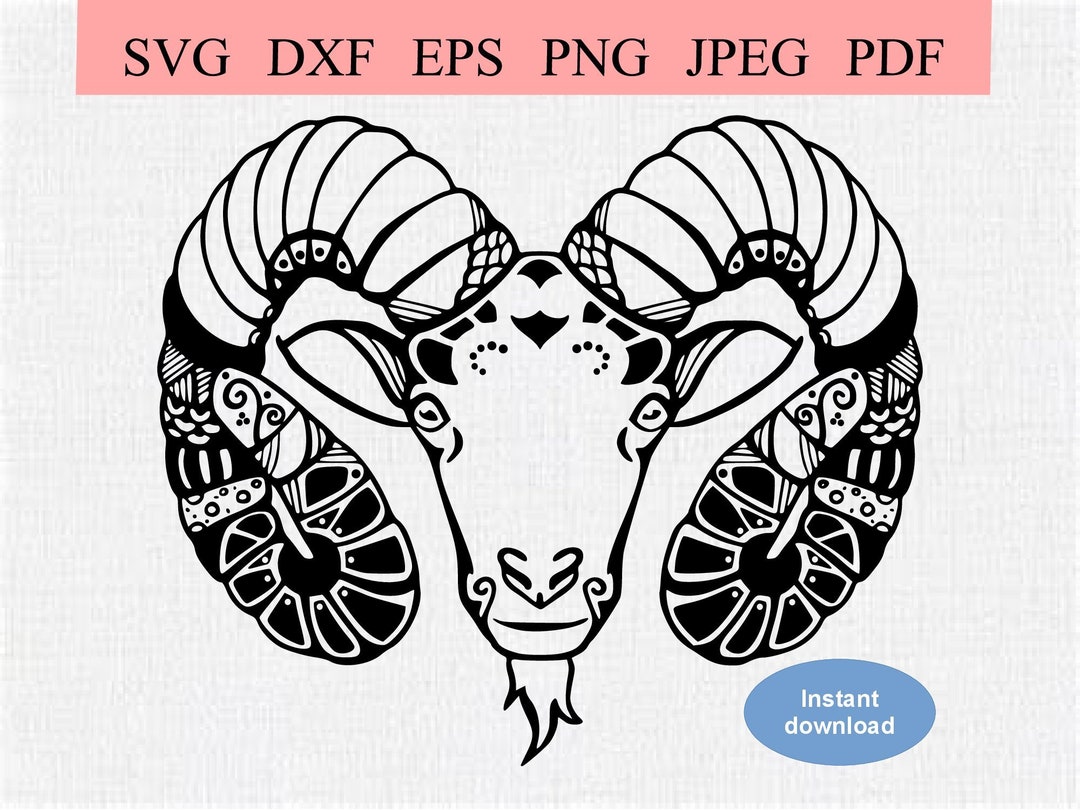 Abstract Ram Head / SVG DXF EPS / Cool Abstract Aries Design / Ornate ...