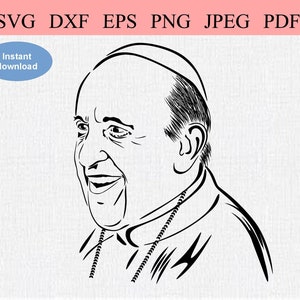 Papa Francisco Católico / SVG DXF EPS / Chefe da Igreja Católica / Simbolismo Cristão / Papa João Paulo II / Papa Francisco / Santo Padre Pontífice
