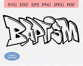 Taufe Graffiti Logo / SVG DXF EPS / Taufankündigung / Handgezeichnetes Graffiti Zeichen / christliche Taufe / Katholische Messe Heiliges Abendmahl