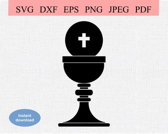 Catholic Eucharist / SVG DXF EPS / Christian Symbols Depicting the Eucharist /  Bread and Wine Chalice / Catholic Mass / Religious Liturgy