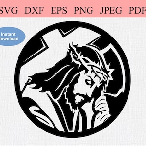 Jezus draagt het kruis / SVG DXF PNG / Jezus Christus draagt het kruis naar zijn kruisiging / kruiswegstaties / Digitaal stencil