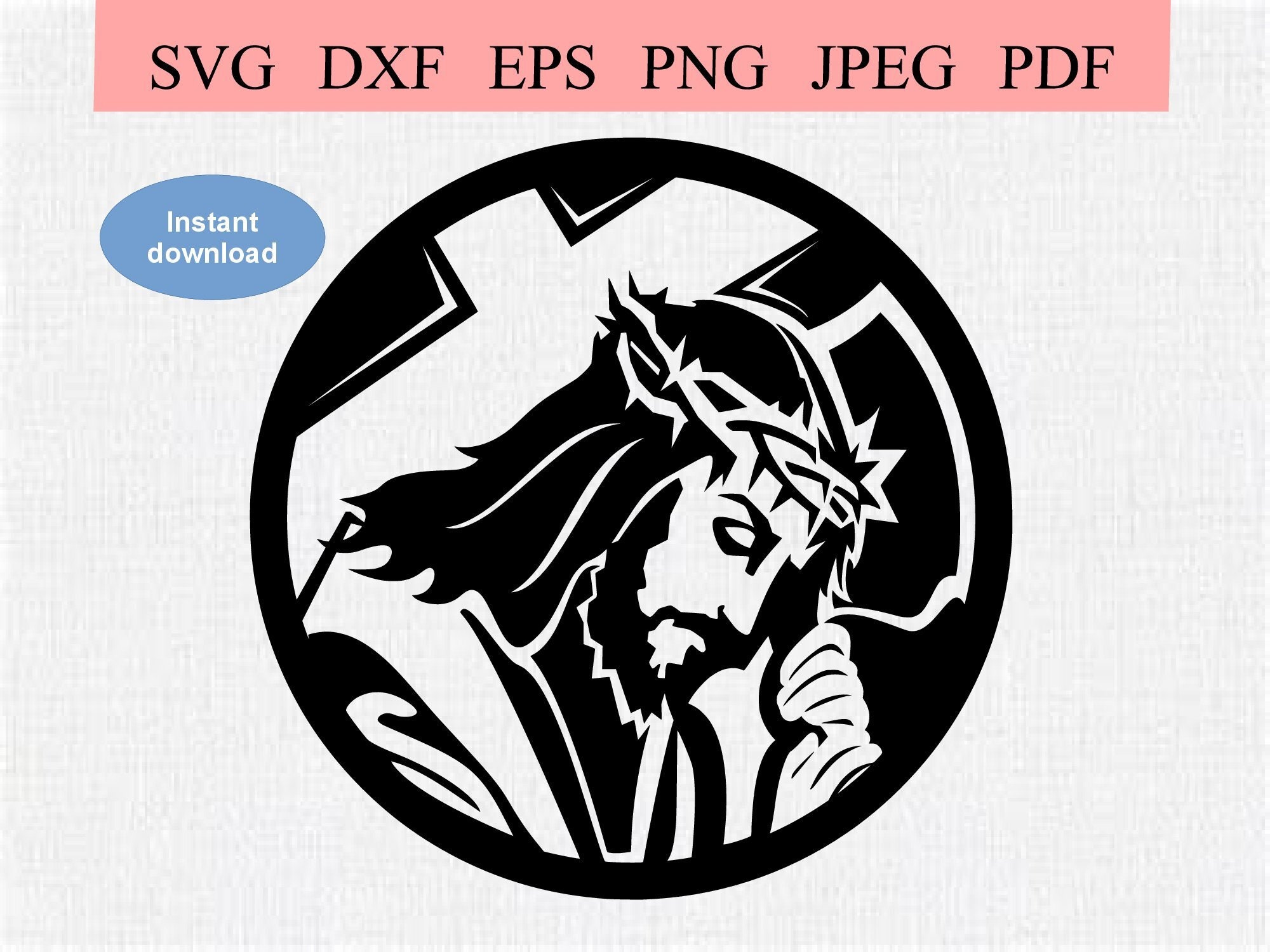 Jesus Carrying the Cross / SVG DXF PNG / Jesus Christ carrying the cross to his Crucifixion / Stations of the Cross / Digital Stencil