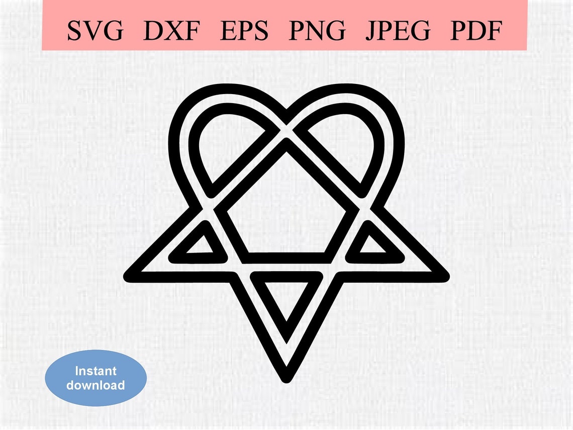 Heartagram Symbol / SVG DXF EPS / Heart Combined With a Pentagram