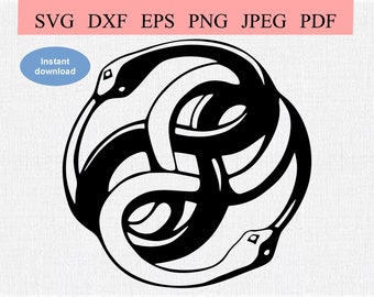 Ouroboros Yin Yang Snakes / SVG DXF EPS / Two snakes in a circle ring eating their tails for infinity / Yin Yang + Infinity Symbolic Clipart