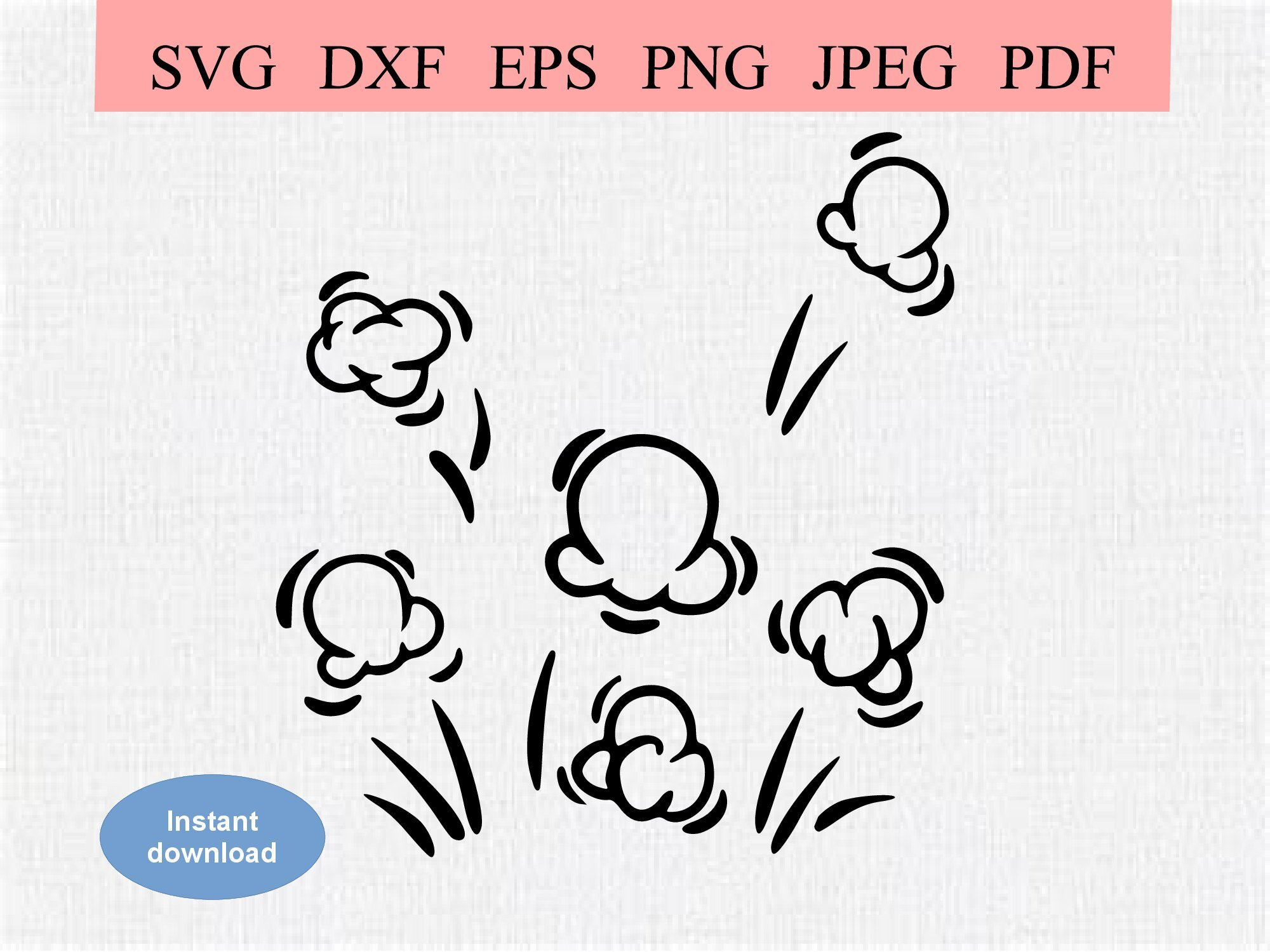 Popping Popcorn / SVG DXF EPS / Abstract Corn Kernels Popping