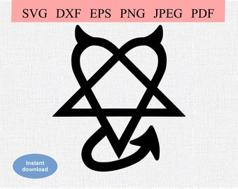 Heartagram With Horns / SVG DXF EPS / Heart Combined With a
