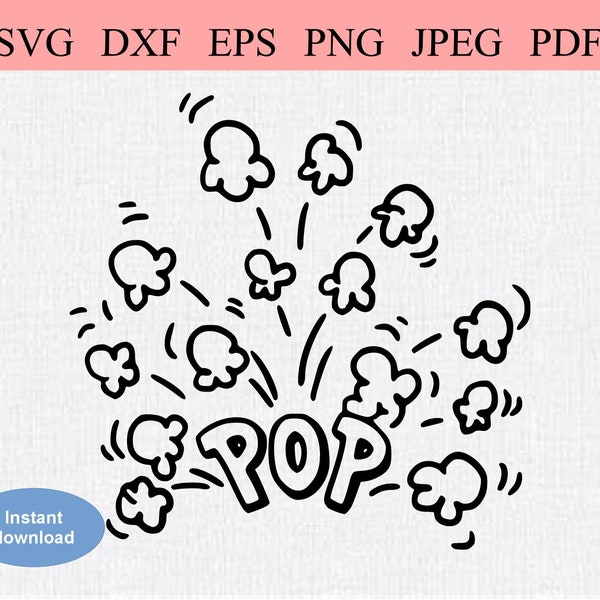 Popping Popcorn / SVG DXF EPS / Abstract Corn Kernels Popping / Geometric Buttery Popcorn / Movie Night Snack / Salty Popcorn at the Cinema