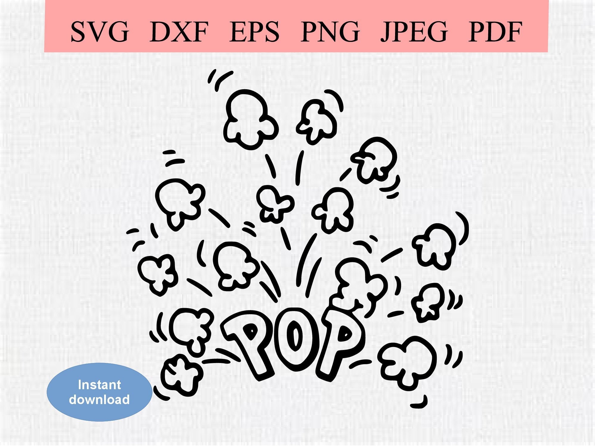 Popping Popcorn / SVG DXF EPS / Abstract Corn Kernels Popping / Geometric Buttery Popcorn / Movie Night Snack / Salty Popcorn at the Cinema