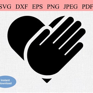 Hand auf Herz / SVG DXF EPS / Patriotisches Herz / Rechte Hand auf das Herz gelegt / Treueschwur / Beruhigende Hand / Therapie Logo