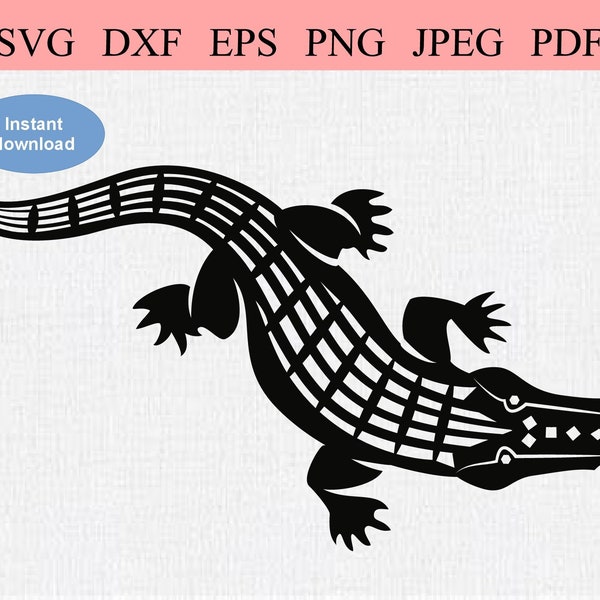 Crocodile Stencil / SVG DXF EPS / Gator Stencil / Abstract Digital Design / Clipart for T-shirts, Mugs, Pillows, Candles & Cricut