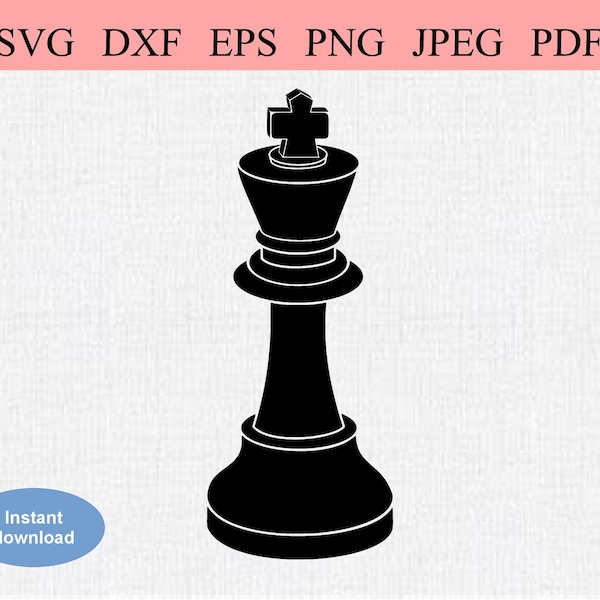 Black Chess King / SVG DXF EPS / Chess King in 3D Perspective / Worn Chess Piece / Game of Chess / Chess Lover / King's Gambit / Check Mate