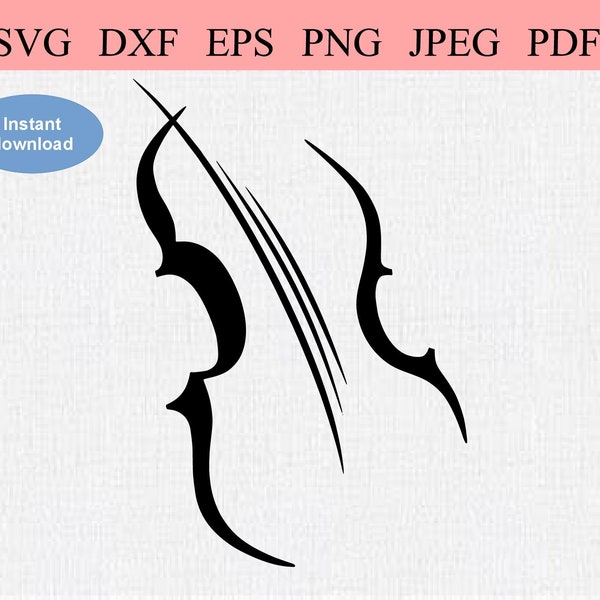 Violon abstrait Violoncelle / SVG DXF EPS / Instrument à cordes de musique géométrique / Symbole musical / Violon à cordes Violoncelle Alto Violon Contrebasse