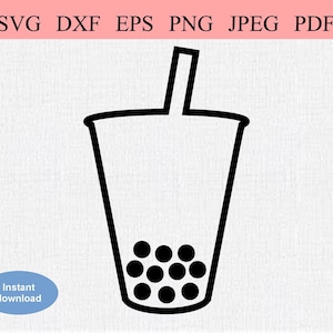 Boba Bubble Tea / SVG DXF EPS / Abstract Bubble Tea in a Plastic Cup with Straw / Geometric Boba Tea from the Mall / Sweet Beverage Drink