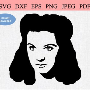 Vivien Leigh, années 1930 / SVG DXF EPS / Vivien Leigh Portrait / Vivien Leigh Face / Vivien Leigh Head / Acteur hollywoodien célèbre / Films de cinéma