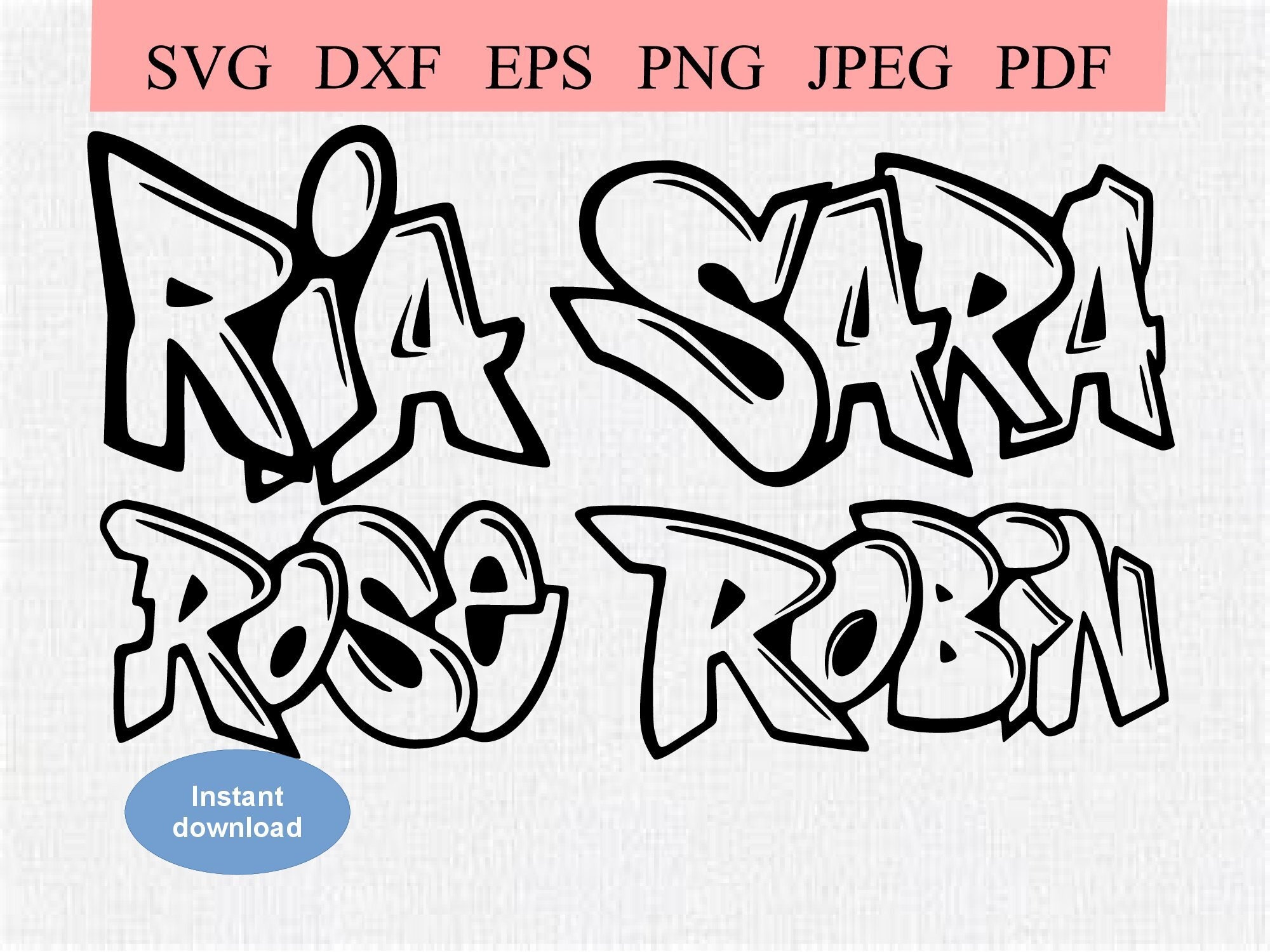 Sara Rose Robin Ria / Graffiti Names / SVG DXF EPS / Etsy Australia