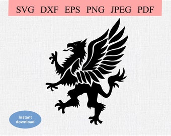 Abstract Griffin / SVG DXF EPS / Fierce Griffin / Half Eagle Half Lion / Mythical Beast / Griffin Heraldry Logo / Griffon Monster Creature