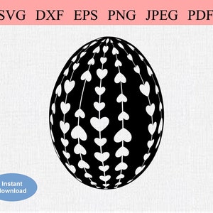 Ostereier mit Herzen / SVG DXF EPS / Bemaltes Osterei / Fabergé Ei mit Herzmotiv / Liebesei / Herzmuster auf einem Ei zu Ostern