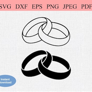 Trouwringen / SVG DXF EPS / In elkaar grijpende trouwringen / Trouwdag uitnodigen / Romantische liefde Trouwringen / Twee Trouwringen Romantiek