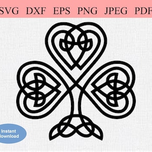 Trèfle à nœud celtique / SVG DXF EPS / Trèfle abstrait nœud celtique / Trèfle géométrique à trois feuilles / Trèfle irlandais chanceux / Saint-Patrick