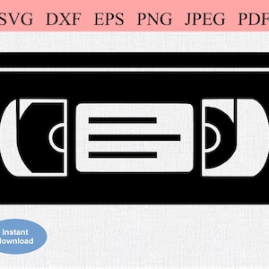 VHS Tape / SVG / Abstraktes Videoband / Geometrisches 1980er Jahre Videotape / 80er Film TV Show / 90er Film Videotape / Rewind Cassette Tape Vektor