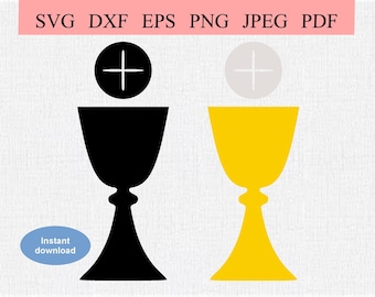 Catholic Eucharist / SVG DXF EPS / Christian Symbols Depicting the Eucharist /  Bread and Wine Chalice / Catholic Mass / Religious Liturgy