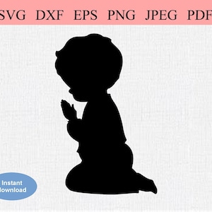 Kleiner Junge betend / SVG DXF EPS / Kleiner Junge in Erstkommunion / katholische Taufe / Christliche Taufe / Katholische Messe / Heiliges Sakrament