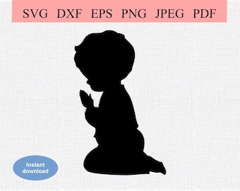 Little Boy Praying / SVG DXF EPS / Little Boy in First Communion / Catholic Baptism / Christian Christening / Catholic Mass / Holy Sacrament