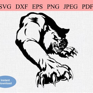 Agresywny niedźwiedź plemienny / SVG DXF EPS / Straszny atak niedźwiedzia grizzly / Łapy niedźwiedzia polarnego / Abstrakcyjny niedźwiedź brunatny pokazujący pazury / Zęby niedźwiedzia czarnego