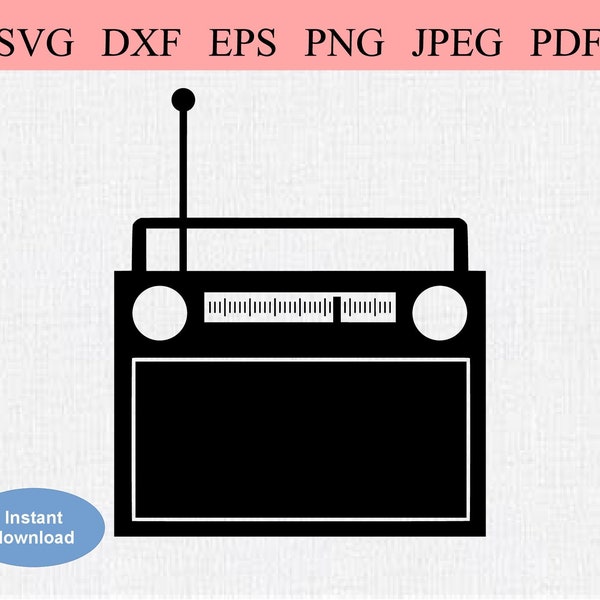 Retro Radio / SVG DXF EPS / Abstract Vintage Radio with Antenna / Geometric Radio Broadcast Music / Transistor Radio / Audio Entertainment