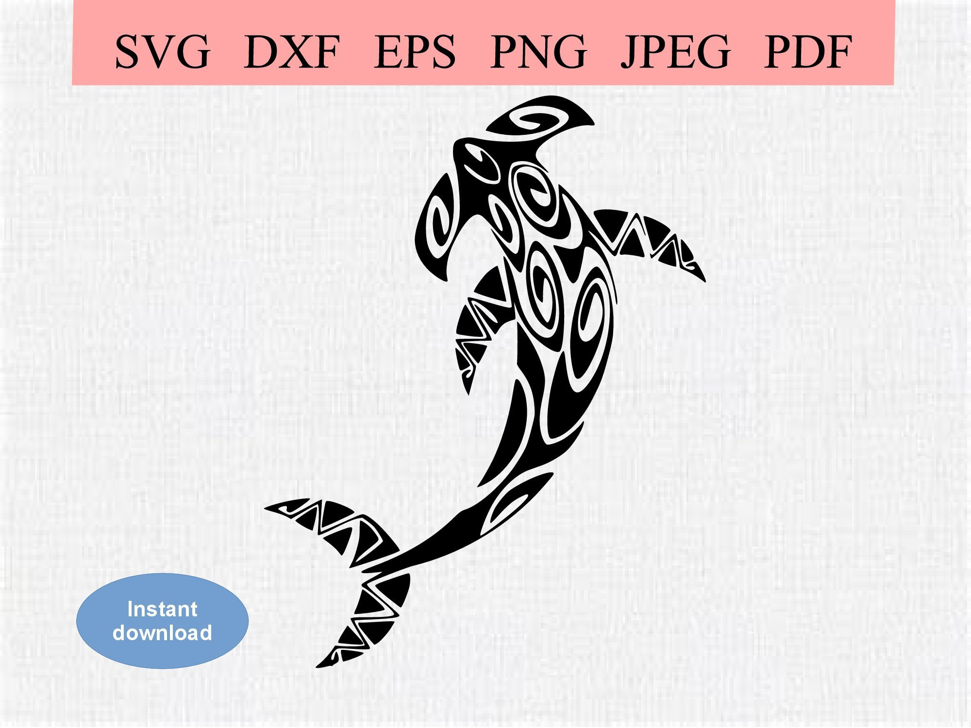 Tribal Hammerhead Shark / SVG DXF EPS / Abstract hammerhead shark swimming upwards / Shark Week / Ocean Life Marine Animals Cricut Stencil