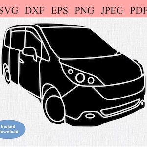 Minivan Family Van / SVG DXF EPS / Minivan for the whole family / Big Family Car / Car Wheels / Compact Minivan / Car Mirror / Japanese Van