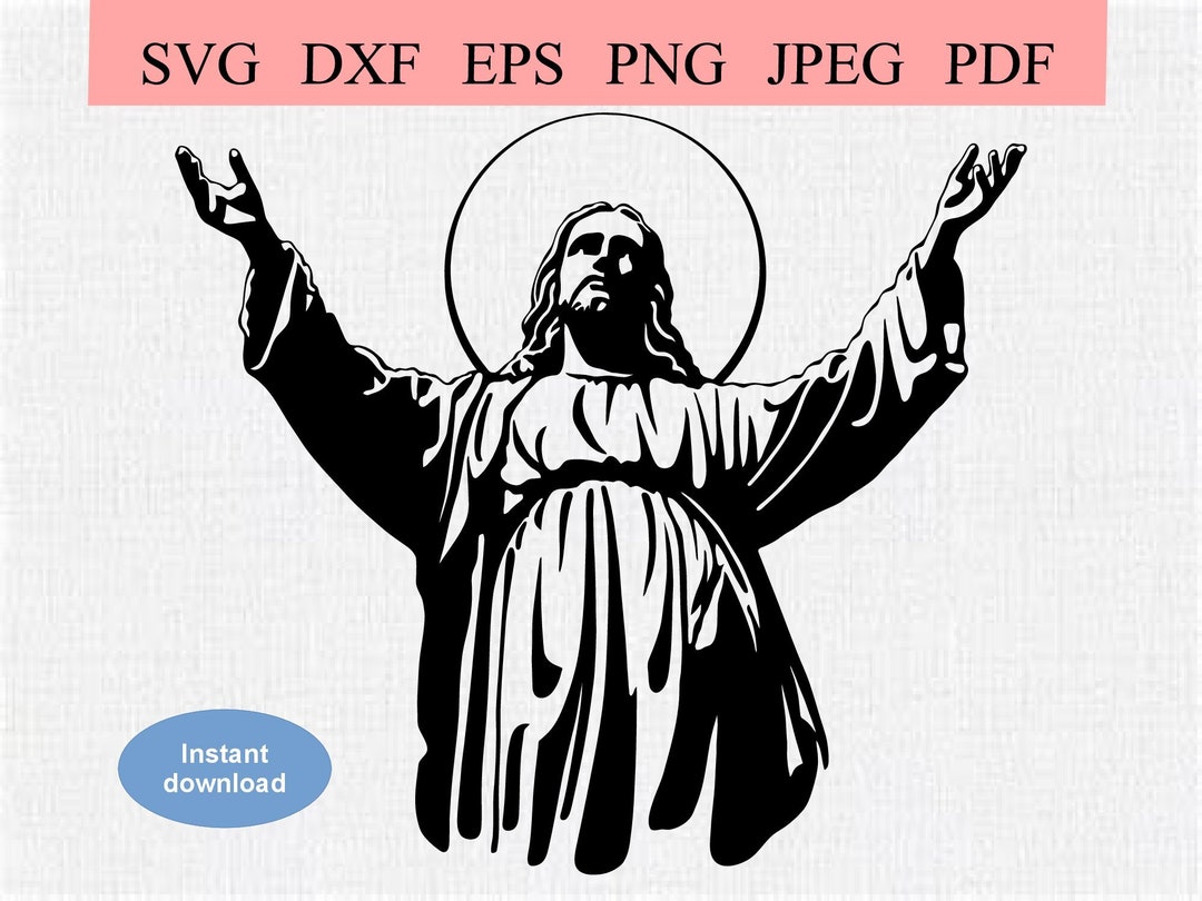 両手を広げたイエス / SVG DXF EPS / 両手を広げて天を見上げるイエス