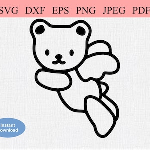 Teddy Bear Angel / SVG DXF EPS / Teddy Bear with Angel Wings / Battesimo cattolico / Prima comunione / Battesimo cristiano / Messa cattolica