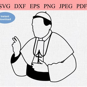 Silhueta do Papa Católico / SVG DXF EPS / Chefe da Igreja Católica / Simbolismo Cristão / Papa João Paulo / Papa Francisco / Santo Padre Pontífice