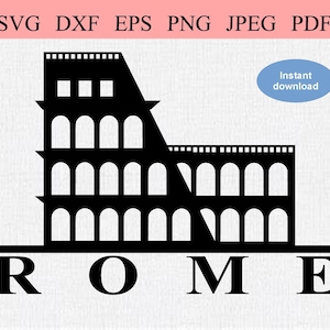 Italian Colosseum / SVG DXF PNG / An abstract profile stencil of the Roman Colosseum / Rome Colosseum Stencil / Travel Vacation Clipart