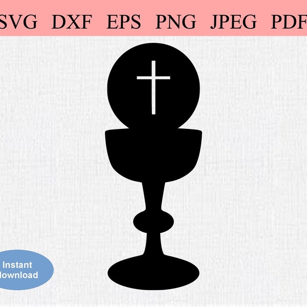 Catholic Eucharist / SVG DXF EPS / Christian Symbols Depicting the Eucharist /  Bread and Wine Chalice / Catholic Mass / Religious Liturgy