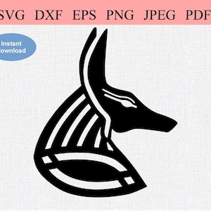 Anubis egipcio / SVG DXF EPS / Dios egipcio abstracto Anubis / Dios geométrico de la muerte / Dios cabeza de chacal con cara de perro / Partenón de Egipto
