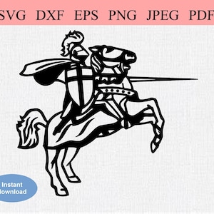 Ritter und Pferd / SVG DXF EPS / Ritter Reiter mit Lanze aufladen / Reiter Mittelalter Sport / Jousting Knight on a Hengst Pferd