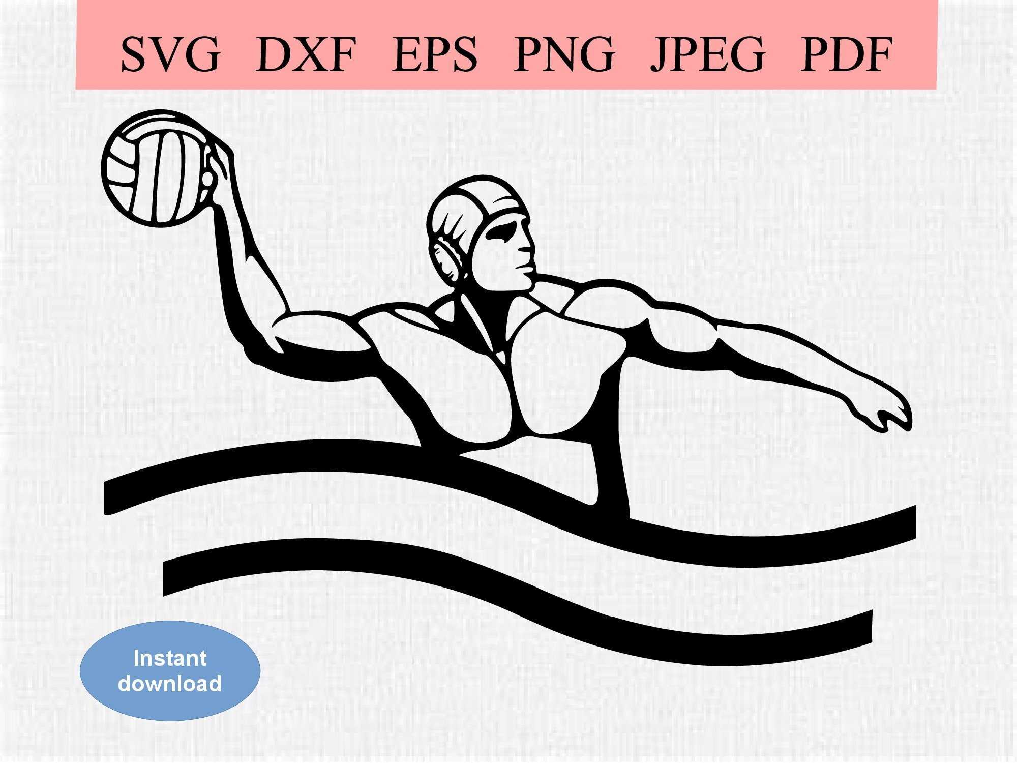 Water Polo Player / SVG DXF EPS / Water Polo Player Holds Ball Etsy