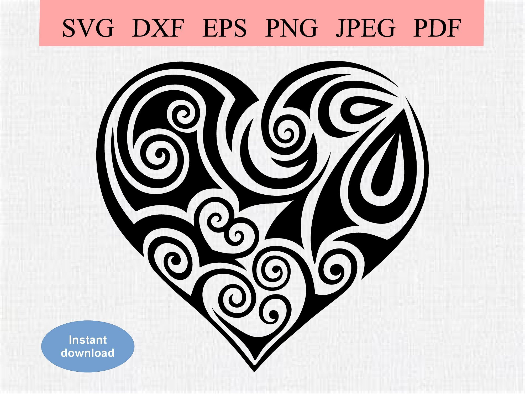 Tribal Abstract Heart / SVG DXF EPS / Cool Abstract Heart Tribal Abstract Heart / SVG DXF EPS / Cool Abstract Heart