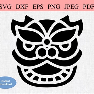 Chinese Dragon Head / SVG DXF EPS / Abstract Chinese New Year Dragon Face / Asian Japanese Lunar New Year Dragon / Chinese New Year Festival