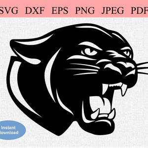 Black Panther Lioness / SVG DXF EPS / Abstract Wild Cougar Head / Geometric Mountain Lion / Puma Cat Face / Abstract Feline Jaguar Leopard