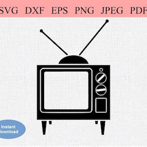Einfaches Retro TV / SVG / Abstrakte Vintage Fernsehantennen / Geometrisches Fernsehgerät / Film TV Show Film / Fernseh signal Empfang